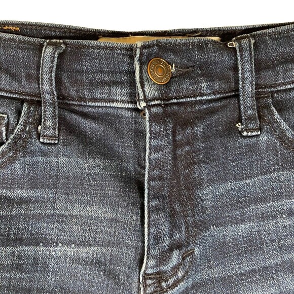 Abercrombie & Fitch Women's Size 4 w27 Dark Blue Denim Cut-off Shorts Raw Fringe - Picture 8 of 11